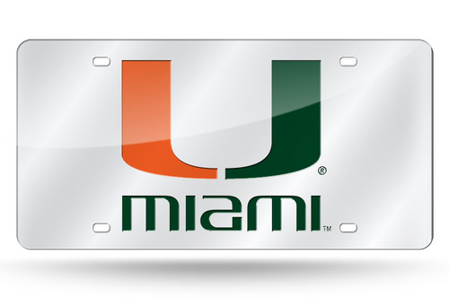 Miami Hurricanes License Plate Laser Cut Silver - Special Order