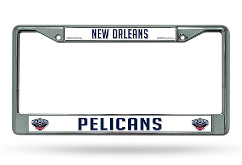 New Orleans Pelicans License Plate Frame Chrome - Special Order