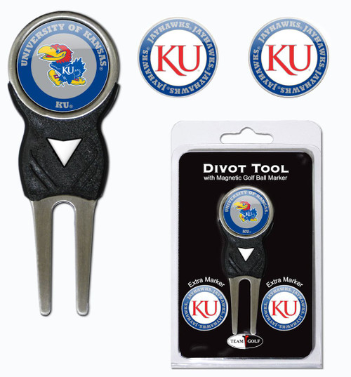 Kansas Jayhawks Golf Divot Tool with 3 Markers - Special Order