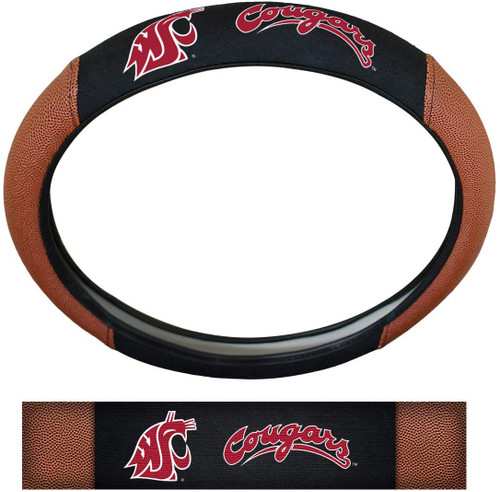 Washington State Cougars Steering Wheel Cover Premium Pigskin Style - Special Order