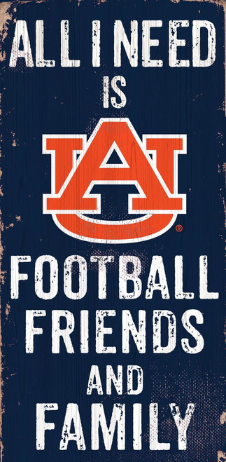 Auburn Tigers Sign Wood 6x12 Football Friends and Family Design Color - Special Order