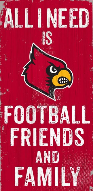 Louisville Cardinals Sign Wood 6x12 Football Friends and Family Design Color - Special Order