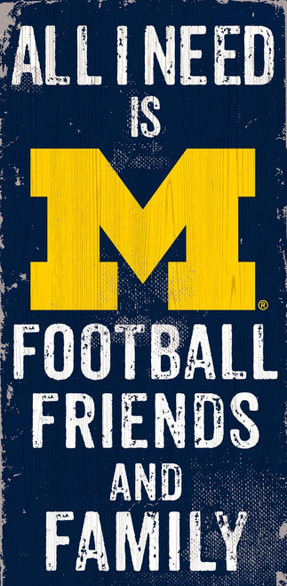 Michigan Wolverines Sign Wood 6x12 Football Friends and Family Design Color - Special Order