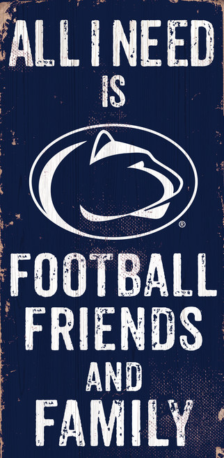 Penn State Nittany Lions Sign Wood 6x12 Football Friends and Family Design Color - Special Order