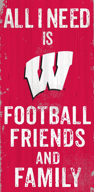 Wisconsin Badgers Sign Wood 6x12 Football Friends and Family Design Color - Special Order