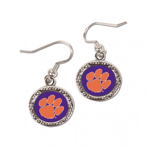 Clemson Tigers Earrings Round Style - Special Order