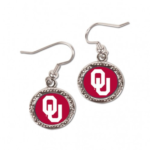 Oklahoma Sooners Earrings Round Style - Special Order