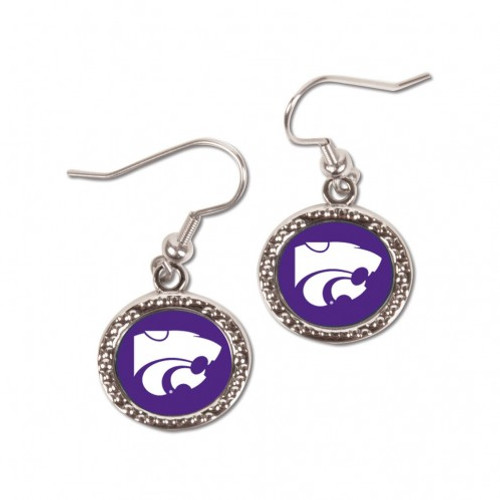 Kansas State Wildcats Earrings Round Style - Special Order