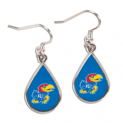 Kansas Jayhawks Earrings Tear Drop Style - Special Order