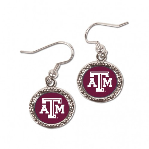 Texas A&M Aggies Earrings Round Style - Special Order