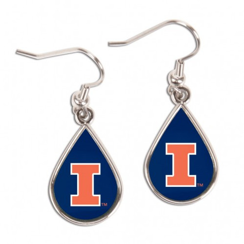 Illinois Fighting Illini Earrings Tear Drop Style - Special Order