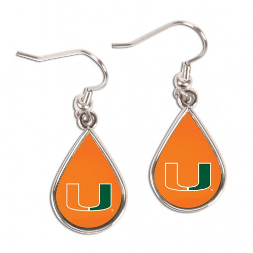 Miami Hurricanes Earrings Tear Drop Style - Special Order