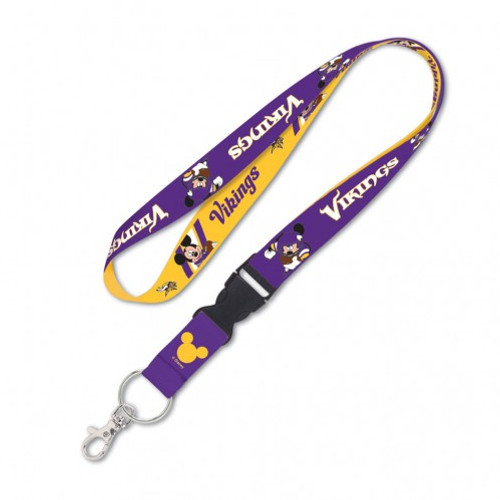 Minnesota Vikings Lanyard with Detachable Buckle Mickey Mouse Design - Special Order