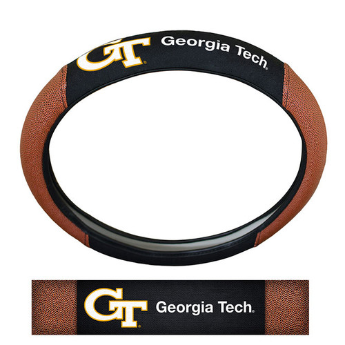 Georgia Tech Yellow Jackets Steering Wheel Cover - Premium Pigskin - Special Order