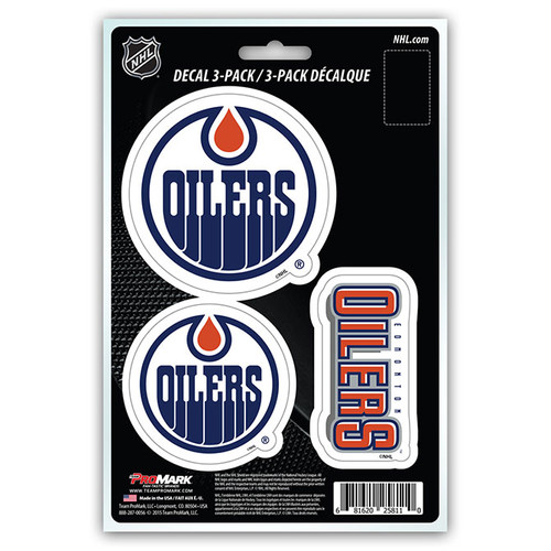 Edmonton Oilers Decal Die Cut Team 3 Pack - Special Order