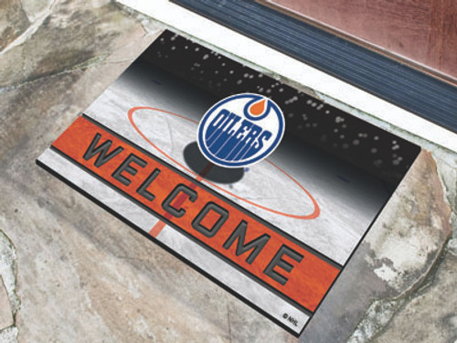 Edmonton Oilers Door Mat 18x30 Welcome Crumb Rubber - Special Order