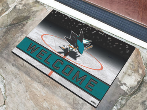 San Jose Sharks Door Mat 18x30 Welcome Crumb Rubber - Special Order