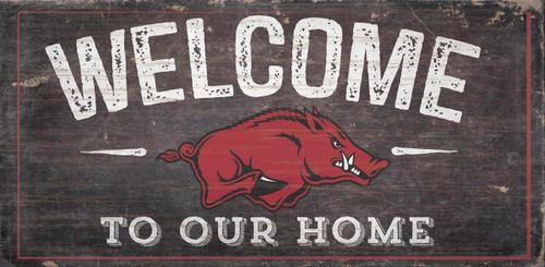 Arkansas Razorbacks Sign Wood 6x12 Welcome To Our Home Design - Special Order