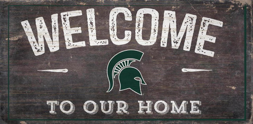 Michigan State Spartans Sign Wood 6x12 Welcome To Our Home Design - Special Order