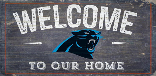 Carolina Panthers Sign Wood 6x12 Welcome To Our Home Design - Special Order