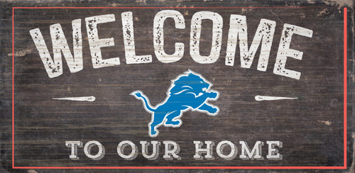 Detroit Lions Sign Wood 6x12 Welcome To Our Home Design - Special Order