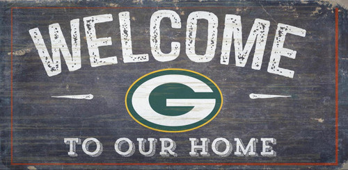 Green Bay Packers Sign Wood 6x12 Welcome To Our Home Design - Special Order