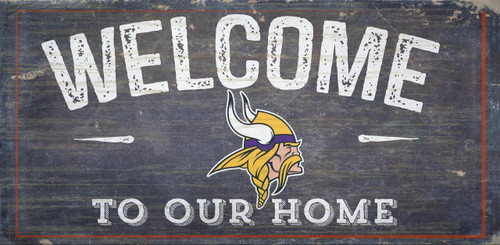 Minnesota Vikings Sign Wood 6x12 Welcome To Our Home Design - Special Order