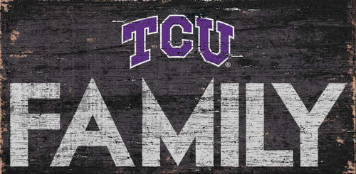 TCU Horned Frogs Sign Wood 12x6 Family Design - Special Order