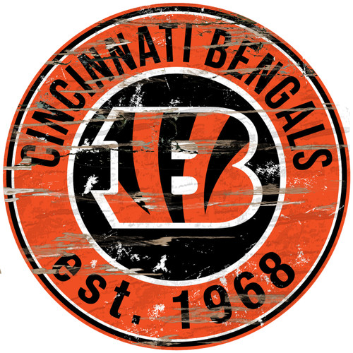 Cincinnati Bengals Wood Sign - 24" Round - Special Order