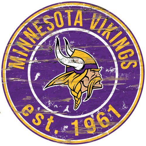 Minnesota Vikings Wood Sign - 24" Round - Special Order