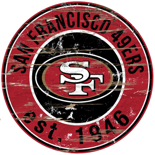 San Francisco 49ers Wood Sign - 24" Round - Special Order
