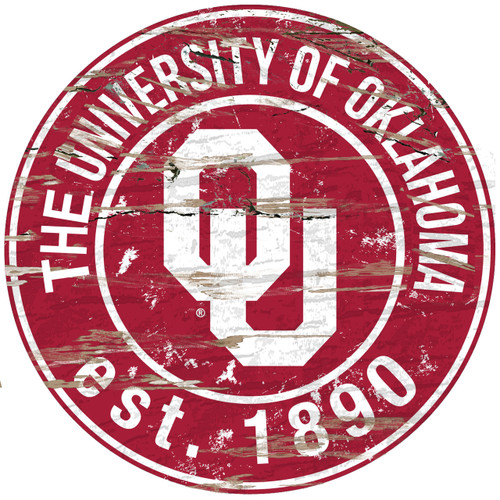 Oklahoma Sooners Wood Sign - 24" Round - Special Order