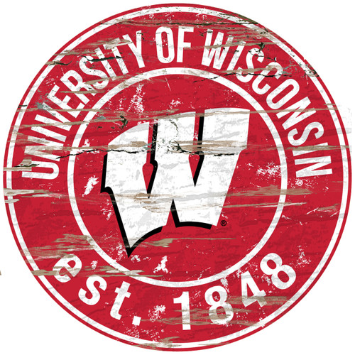 Wisconsin Badgers Wood Sign - 24" Round - Special Order