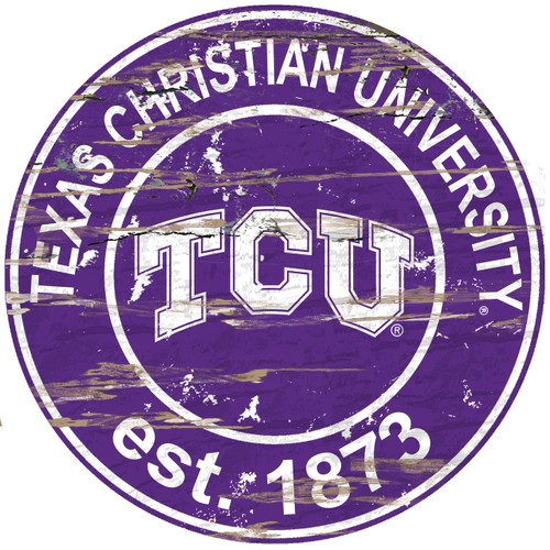 TCU Horned Frogs Wood Sign - 24" Round - Special Order