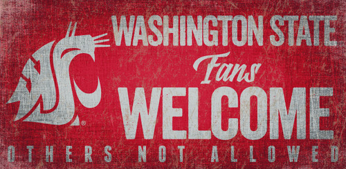 Washington State Cougars Wood Sign Fans Welcome 12x6 - Special Order