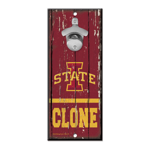 Iowa State Cyclones Sign Wood 5x11 Bottle Opener - Special Order