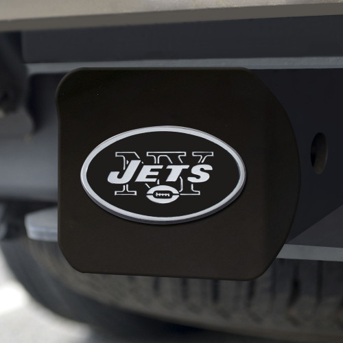 New York Jets Hitch Cover Chrome Emblem on Black - Special Order