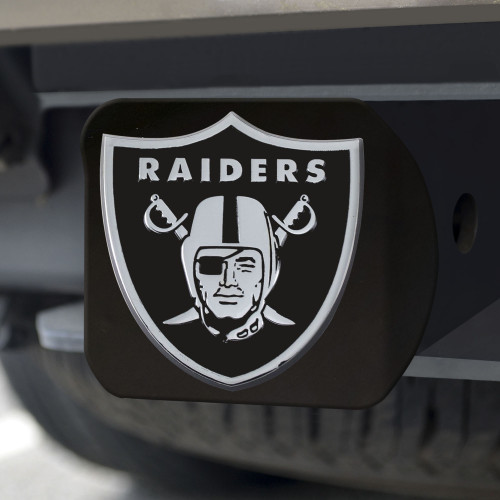 Las Vegas Raiders Hitch Cover Chrome Emblem on Black - Special Order