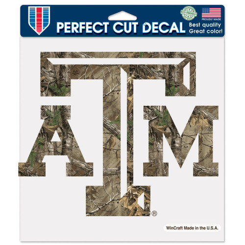 Texas A&M Aggies Decal 8x8 Perfect Cut Camo - Special Order