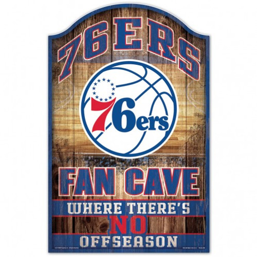 Philadelphia 76ers Sign 11x17 Wood Fan Cave Design - Special Order