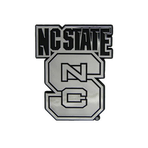 North Carolina State Wolfpack Auto Emblem Silver Chrome