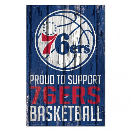 Philadelphia 76ers Sign 11x17 Wood Proud to Support Design - Special Order