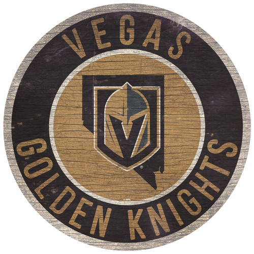 Vegas Golden Knights Sign Wood 12 Inch Round State Design