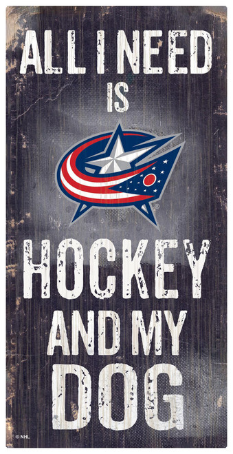 Columbus Blue Jackets Sign Wood 6x12 Hockey and Dog Design Special Order