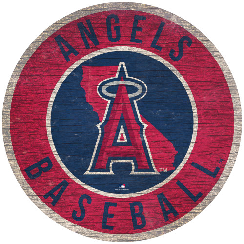 Los Angeles Angels  Sign Wood 12 Inch Round State Design Special Order