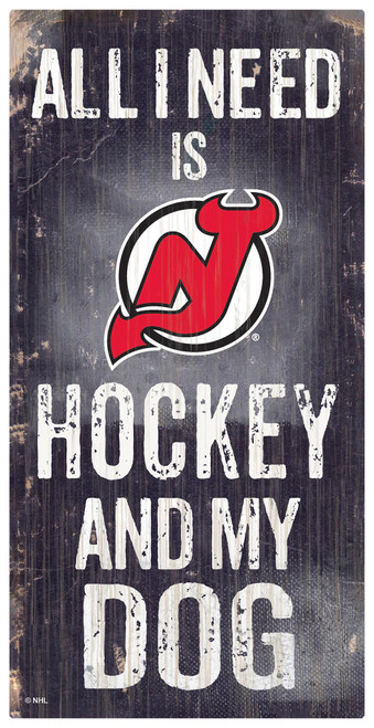 New Jersey Devils Sign Wood 6x12 Hockey and Dog Design Special Order