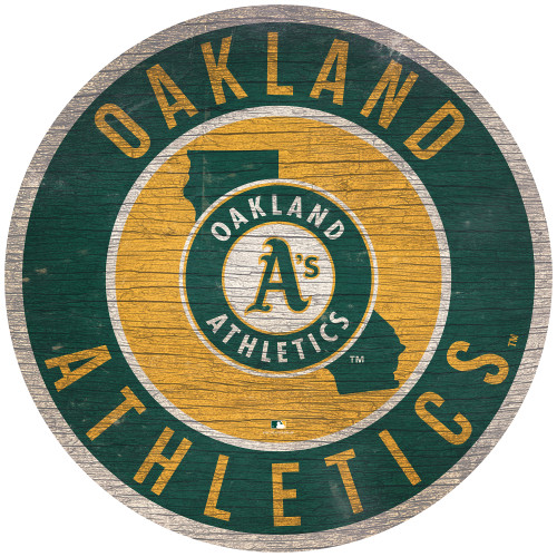 Oakland Athletics Sign Wood 12 Inch Round State Design Special Order