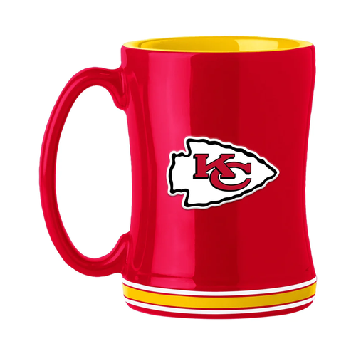 Kansas City Chiefs Coffee Mug 14oz Sculpted Relief Team Color