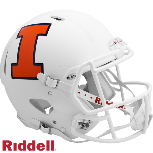 Illinois Fighting Illini Helmet Riddell Authentic Full Size Speed Style White - Special Order