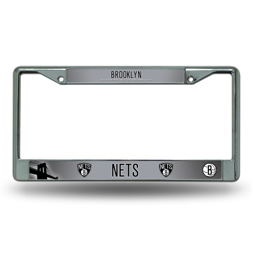 Brooklyn Nets License Plate Frame Chrome Printed Insert - Special Order